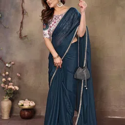 DIKONA DESIGNER Mirror Work Saree with Embellished Border-6