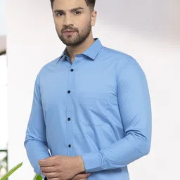 Moda Rapido Men Standard Slim Fit Spread Collar Solid Cotton Formal Shirt-image-82