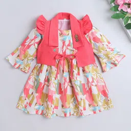 The Magic Wand Girls Floral Printed Tie-UpsFit & Flare Dress-image-58