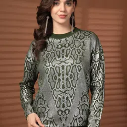 Juelle Women Printed Woollen Pullover-image-17
