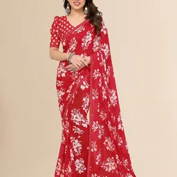 Moda Rapido Floral Beads and Stones Poly Georgette Saree-picture-42