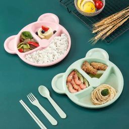 wens Kids Snack Training Dinner Plate with Spoon and Fork-picture-26