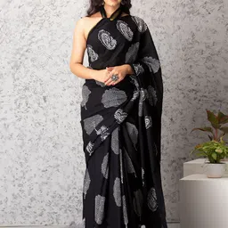 PALLO LATKE Dabu Pure Cotton Block Print Saree-picture-56