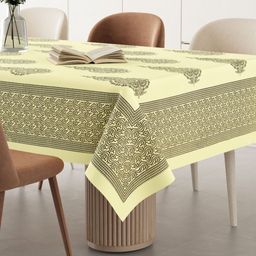 LIVING ROOTS Yellow Ethnic Motifs Cotton 6-Seater Table Cover-picture-4