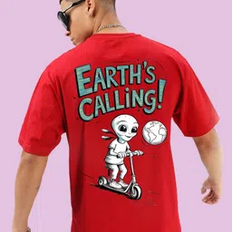 BDSQUARE Earth Calling Graphic Printed Bio-Wash Oversized Cotton T-shirt-image-81