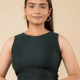 Bindigasm's Advi Sleeveless Stretchable Cotton Saree Blouse-image-87
