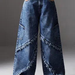 Miss Chase Women Wide Leg High-Rise Highly Distressed Heavy Fade Jeans-image-89