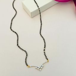 ABDESIGNS Gold Plated American Diamond Studded & Beaded Mangalsutra-image-11