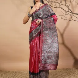 RACHNA Ajrakh Print Tissue Saree-image-3
