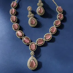 Anouk Rhodium-Plated Cubic Zirconia Studded Jewellery Set-image-0