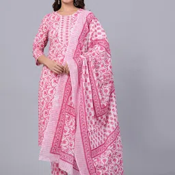 KALINI Women Ethnic Motifs Printed Regular Pure Cotton Kurta with Trousers & With Dupatta-picture-58