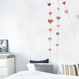 Aura Orange & Red Bird & Hanging Hearts Printed Self Adhesive Wall Sticker-29