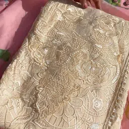 27 Drapes Floral Embroidered Sequinned Unstitched Dress Material-image-18