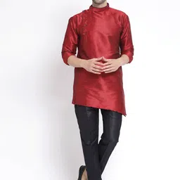 TS LIFESTYLE Men Regular Dupion Silk Kurta with Pyjamas-image-84