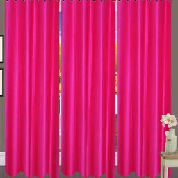 270 cm (9 ft) Polyester Semi Transparent Long Door Curtain (Pack Of 3) (Plain, darkpink)-image-98