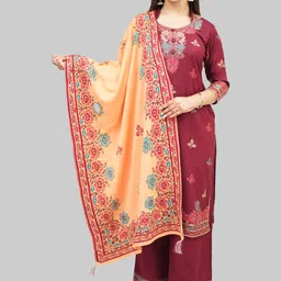Tones-N-Shades Floral Woven Design Velvet Unstitched Dress Material-image-37