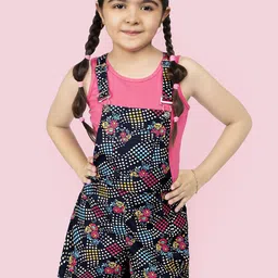Naughty Ninos Girls Floral Printed Dungaree With T-shirt-image-17