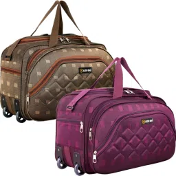 50 L Strolley Duffel Bag - Combo Set of 2, Unisex Travel Bags Light Weight Small Travel Duffel Bag - Purple, Brown - Regular Capacity-image-14