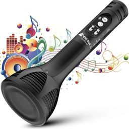 Design 2 Wireless Microphone hifi speaker Mike Portable Handheld Mic with Bluetooth Speaker - Black Microphone-picture-1