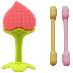 Silicone Peach Fruit Shape Teether with Dumbler / Sticks Teether For Babies Teether-image-77