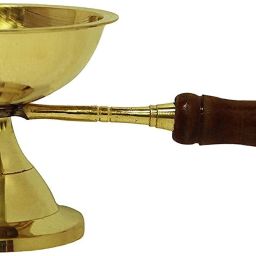 Spirituality Traditional Brass Puja Dhoopakal with Wooden Handle/Table Diya Brass Table Diya-image-28
