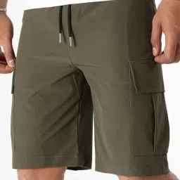 Solid Men Dark Green Casual Shorts-image-56