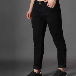 rusticblooms Men Slim Mid Rise Black Jeans-picture-9