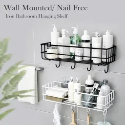Wall Mounted 4 Hook Shelf Holder Pack of 2 Iron Wall Shelf-27