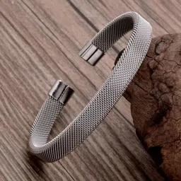 The Roadster Lifestyle Co Men Silver-Plated Kada Bracelect-37
