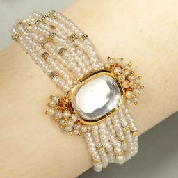 KARATCART Kundan Gold-Plated Wraparound Bracelet-49