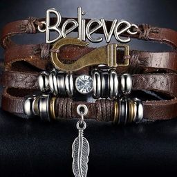 MEENAZ Men Leather Silver-Plated Multistrand Bracelet-image-54
