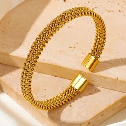 MEENAZ Unisex Oxidised Gold-Plated Cuff Bracelet-41