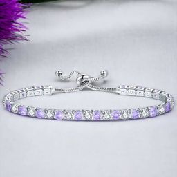 Jewels Galaxy Brass Silver-Plated Cubic Zirconia-Studded Wraparound Bracelet-image-59