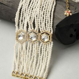 KARATCART Kundan Gold-Plated Wraparound Bracelet-53