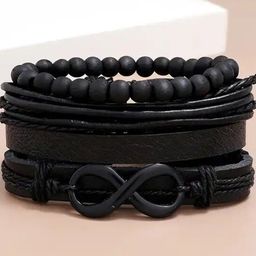 MEENAZ Men Leather Multistrand Bracelet-image-72