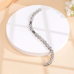 Yellow Chimes Women Silver-Plated Crystal Studded Link Bracelet-image-102