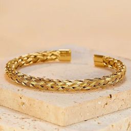 MEENAZ Unisex Oxidised Gold-Plated Kada Bracelet-40