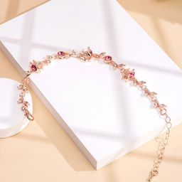 Yellow Chimes Rose Gold-Plated Stone Studded Charm Bracelet-image-74