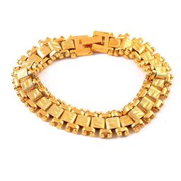 Jewar Mandi Unisex Gold-Toned Brass Handcrafted Gold-Plated Link Bracelet-image-27