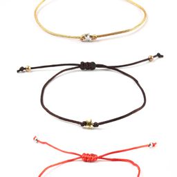 EL REGALO Boys Pack Of 3 Gold-Plated Beaded Charm Bracelets-13
