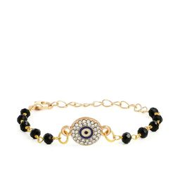 EL REGALO Unisex Kids Gold-Toned & Black Gold-Plated Wraparound Bracelet-4