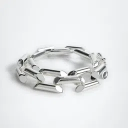 MANGO Women Silver-Toned Linked Chain Bracelet-35