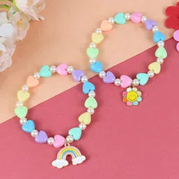Asthetika Kids Girls Rainbow Floral Beaded Charm Bracelet-picture-30
