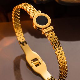 Designs & You Gold-Plated Roman Numerals Contemporary Bangle-Style Bracelet-52