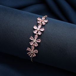 DressBerry Brass American Diamond Rose Gold-Plated Cuff Bracelet-43