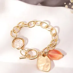 Rubans Voguish Brass Gold-Plated Link Bracelet-image-96