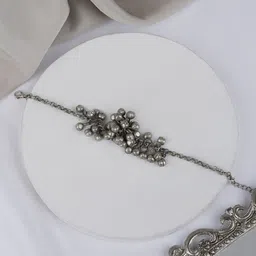 TEEJH Women Oxidised Silver-Plated Link Bracelet-23
