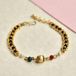 BeAbhika Stone-Studded & Beaded Mangalsutra Link Bracelet-50