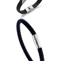 KARISHMA KREATIONS Unisex Set of 2 Leather Wraparound Bracelet-image-86