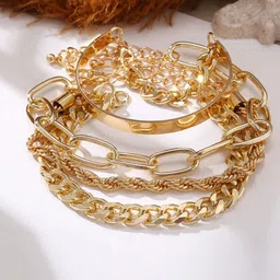 Jewels Galaxy Women Set of 4 Gold-Plated Wraparound Bracelet-picture-27